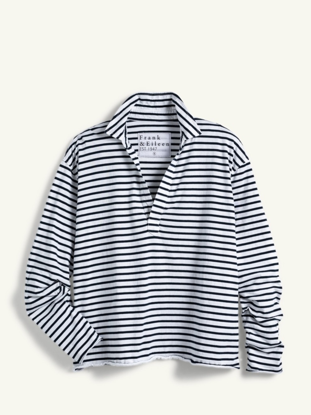 Frank & Eileen tee Patrick popover Henley small navy French stripe cotton womens - Picture 2 of 12